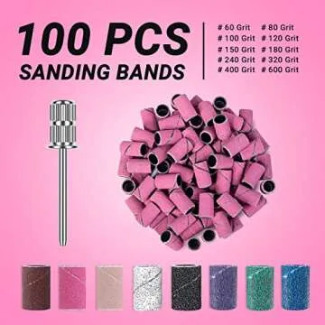 MelodySusie 100 Pcs Sanding Bands for Nail Care