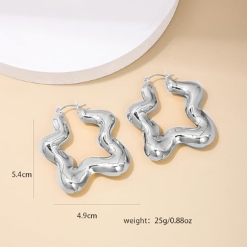 14K Gold Star Hoop Huggie Earrings Elegant Chic