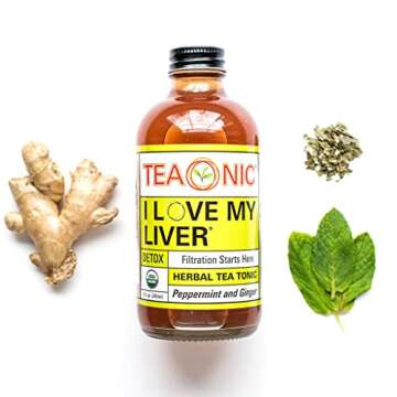 TEAONIC I Love My Liver Detox Tea, Ginger, Hibiscus, Dandelion, 100% Organic Sugar-Free Herbal Detox...