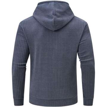 Tyhengta Men's Hooded Pullover Sweaters Long Sleeve Hoodies with Kanga Pockets Copen Blue Medium