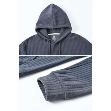 Tyhengta Men's Hooded Pullover Sweaters Long Sleeve Hoodies with Kanga Pockets Copen Blue Medium