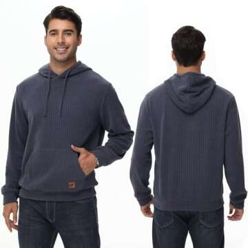 Tyhengta Men's Hooded Pullover Sweaters Long Sleeve Hoodies with Kanga Pockets Copen Blue Medium