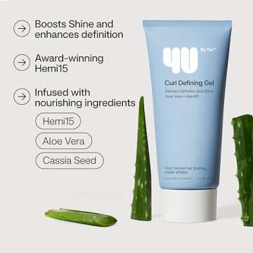 4U by Tia Curl Defining Gel for Long-Lasting Definition & Frizz Control, Curly 3A-4C Hair Gel - Curling Gel with Aloe Vera, 6 fl oz, Blue