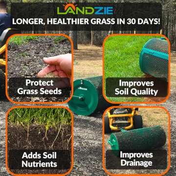 Landzie Lawn & Garden Spreaders - 36 Inch Heavy Duty Metal Mesh Basket Push/Tow Spreader - Compost, ...