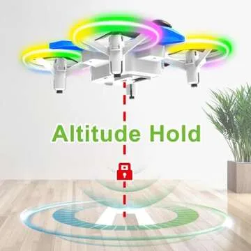 Dwi Dowellin 4.9 Inch Mini Drone for Kids LED Night Lights One Key Take Off Landing Flips RC Remote Control Small Flying Toys Drones for Beginners Boys and Girls Adults Nano Quadcopter, Blue