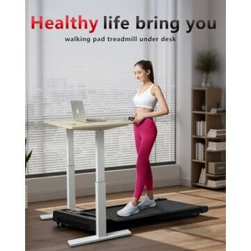Walking Pad Treadmill,Under Desk Treadmill for Office Home,2 in 1 Desk Treadmill Space Saving,Remote Control,LED Display (Black)