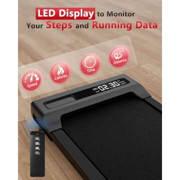 Walking Pad Treadmill,Under Desk Treadmill for Office Home,2 in 1 Desk Treadmill Space Saving,Remote Control,LED Display (Black)