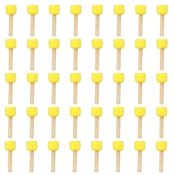 PATIKIL 1.2" Paint Sponges for Painting, 40 Pack Round Painting Sponge Foam Brush Wooden Handle Pain...