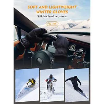 TRENDOUX Winter Gloves for Men, Water Resistance Women 3M Thinsulate, Outdoor Skiing Hiking Touchscreen, Windproof Cuff, Thick Thermal Wicking Insert, Snowboard Snow Running (Black L)