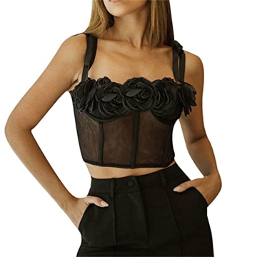 Women Y2k Fairycore Lace Patchwork Corset Tops Grunge Sexy Bodycon Backless Bustier Vintage Aestheti...