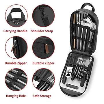 Portable Camping Kitchen Utensil Set-27 Piece Cookware Kit, Stainless Steel Outdoor Cooking and Gril...