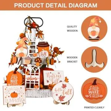 SY 14PCS Fall Tiered Tray Decor for Thanksgiving
