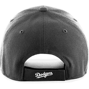 47 Los Angeles Dodgers Hat Mens Womens MVP Adjustable Baseball Cap, Structured Fit, Graphite/Dark Gr...
