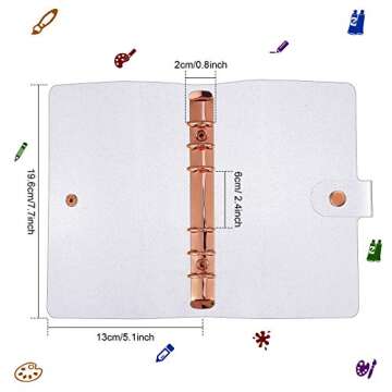 Tenare 2 Pcs Clear A6 Binder A6 Budget Binder A6 Glitter Binder PVC 6 Ring Binder Cover Rose Gold So...