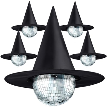 Halloween Hanging Mirror Disco Ball and Witch Hat Set – Enchant Your Space This Season!