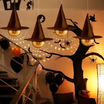 Enchanting Halloween Disco Ball and Witch Hat Set