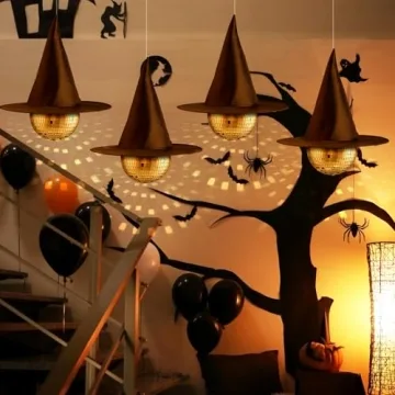 Enchanting Halloween Disco Ball and Witch Hat Set