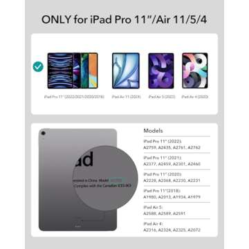 ESR Ascend Keyboard Case for iPad Air 11-Inch (2024 M2) & iPad Pro 11 (4th/3rd/2nd/1st Gen), iPad Ai...