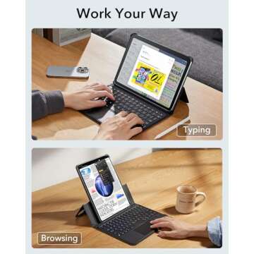 ESR Ascend Keyboard Case for iPad Air 11-Inch (2024 M2) & iPad Pro 11 (4th/3rd/2nd/1st Gen), iPad Air 5th/4th, Magnetic Detachable, Adjustable Portrait/Landscape Stand, Black