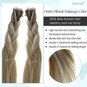 Ombre Hair Extensions Real Human Hair Tape ins Extensions, Ash Blonde to Light Blonde Highligted Tape in Hair Extensions Human Hair for Women,20 Pieces Double Sided Invisible Tape Hair 14Inch