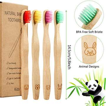 16 Pcs Kids Bamboo Toothbrush Soft Bristle Natural Toothbrush Wooden for Kids with Colorful Bristles...