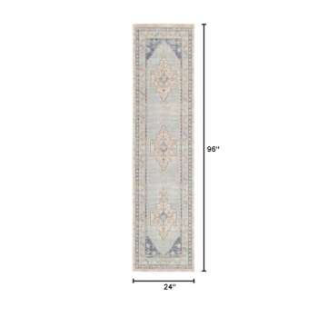 Unique Loom Whitney Collection Area Rug - Geneva (2' x 8' Runner, Sky blue/ Ivory)