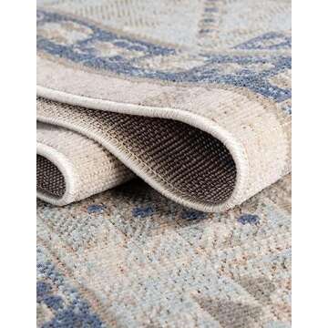 Unique Loom Whitney Collection Area Rug - Geneva (2' x 8' Runner, Sky blue/ Ivory)