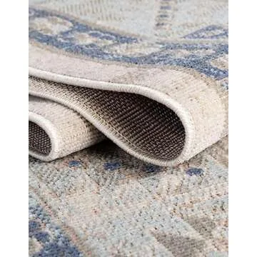 Unique Loom Whitney Collection Area Rug - Geneva (2' x 8' Runner, Sky blue/ Ivory)