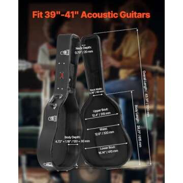 VEVOR Acoustic Guitar Hard Case, 43.31 in Gourd-Shaped Guitar Hard Case, With Lock Latch Key Handle,...