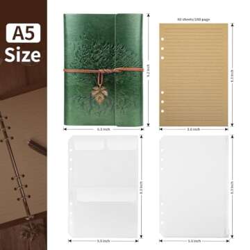 Billtigif PU Leather Journal Notebook, Refillable Travel Vintage Writing Journals Diary, Gifts for W...