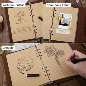 Billtigif PU Leather Journal Notebook, Refillable Travel Vintage Writing Journals Diary, Gifts for Women, Men, Teen Girls and Boys, 100GSM Lined Paper,160 Pages(Green, A5 9.2" x 6.5")