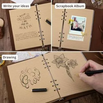 Billtigif PU Leather Journal Notebook, Refillable Travel Vintage Writing Journals Diary, Gifts for Women, Men, Teen Girls and Boys, 100GSM Lined Paper,160 Pages(Green, A5 9.2" x 6.5")