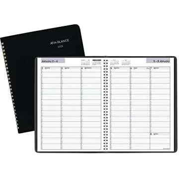AT-A-GLANCE 2023 Weekly Planner, DayMinder, Quarter-Hourly Appointment Book, 8" x 11", Large, Black (G52000)