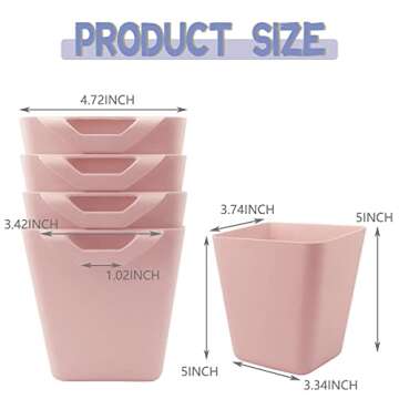 Vmiapxo 5 Pack Hanging Cup Holder, Rolling Cart Accessories Utility cart Accessories Hanging Bins Pencil Holder Hanging Storage Containers Cup Planter Hanging Buckets for Craft Supplies (Pink)