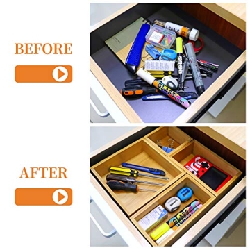 Linyuant Bamboo Drawer Organizer for Stylish Home Storage