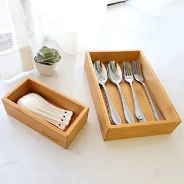 Linyuant Bamboo Drawer Organizer for Stylish Home Storage