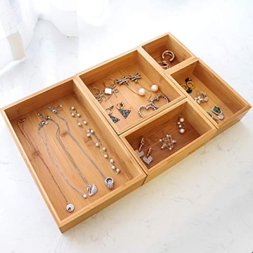 Linyuant Bamboo Drawer Organizer for Stylish Home Storage