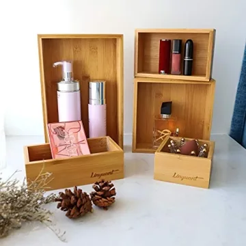 Linyuant Bamboo Drawer Organizer for Stylish Home Storage