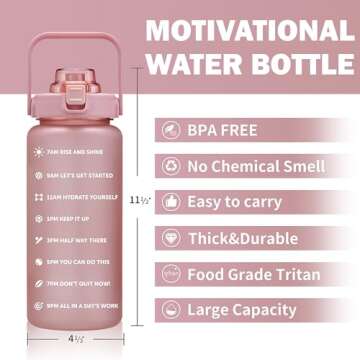 ST-YIBEN 64oz Large Motivational Water Bottle with Time Marker,Leakproof & BPA Free Half Gallon Big ...