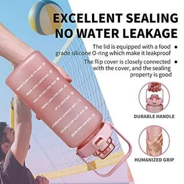 ST-YIBEN 64oz Large Motivational Water Bottle with Time Marker,Leakproof & BPA Free Half Gallon Big Water Bottle with Straw & Handle Tritan Frosted Water Jug for Women Men to Fitness,Gym,Sports