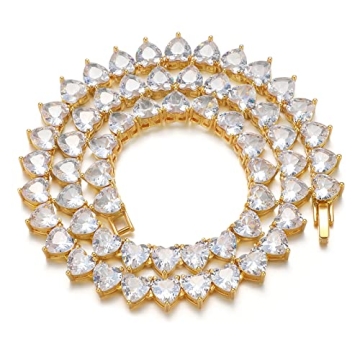 Heart Tennis Necklace for Women - 18K Gold Plated Jewelry