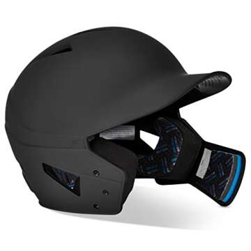 CHAMPRO HX Gamer Plus Baseball Batting Helmet for Youth and Adult - Black