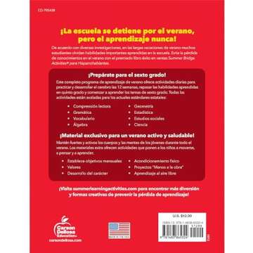 Summer Bridge Activities Spanish 5th to 6th Grade Workbooks All Subjects, Activity Book With Math, R...