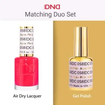 DND DC Gel Polish Set, Sheer Collection, UV/LED Gel Polish and Air Dry Nail Lacquer, Matching Chip-Free Polish Duo, 2468 Bubblegum, 0.5 Fl Oz