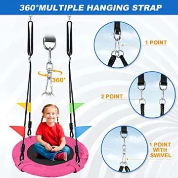 Odoland 24" Outdoor Kids Tree Swing - Fun Saucer Swing