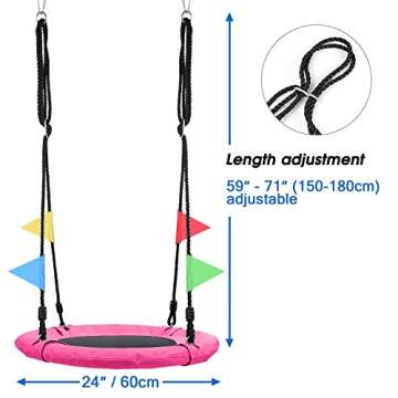 Odoland 24" Outdoor Kids Tree Swing - Fun Saucer Swing