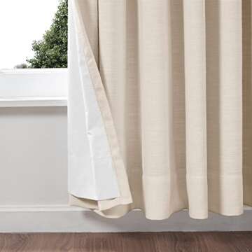 TWOPAGES Sand Beige Linen Pinch Pleat Drape for Living Room, Window Treatment Curtain Panel Double Layer Room Darkening Light Filtering Lined Curtain (1 Panel, 40W x 102L)