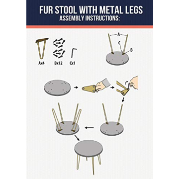 Ornavo Home Faux Fur Ottoman with Gold Legs - Stylish Comfort