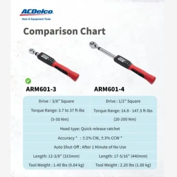 ACDelco Digital Torque Wrench with Buzzer LED Flash