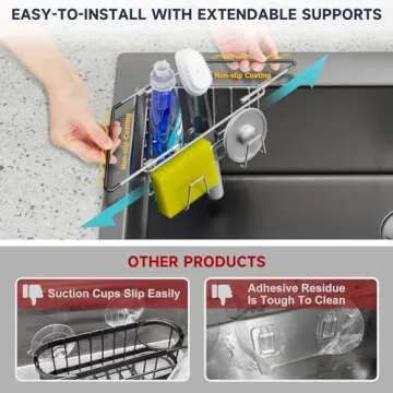 Stainless Steel Kitchen Sink Caddy, Adjustable & Space-Saving